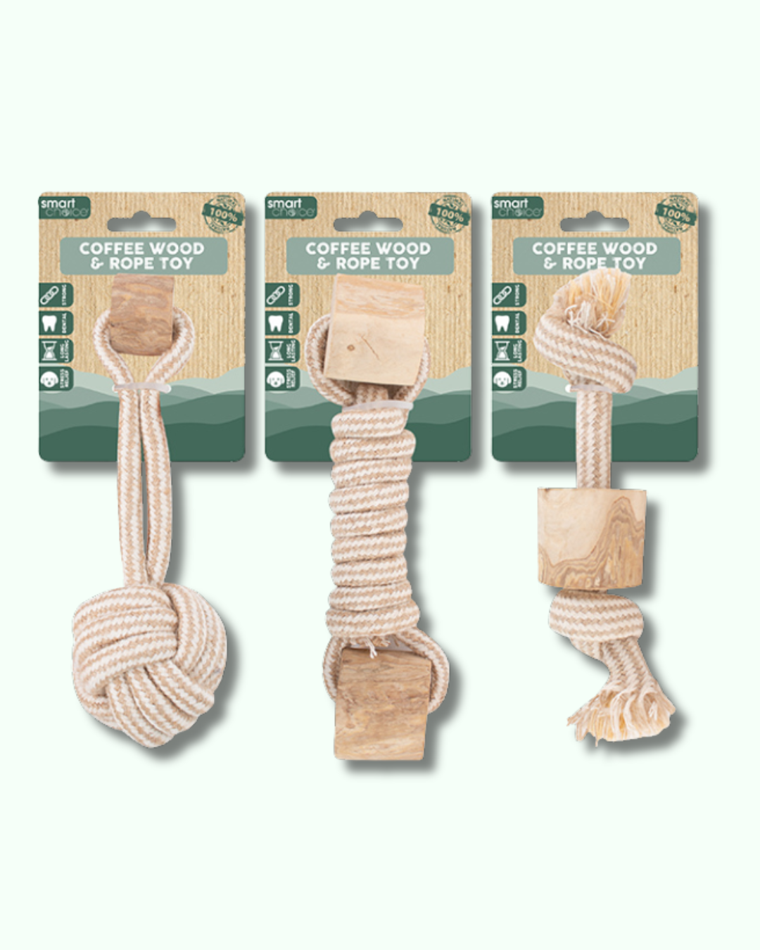 Coffee Wood & Hemp Rope Toy