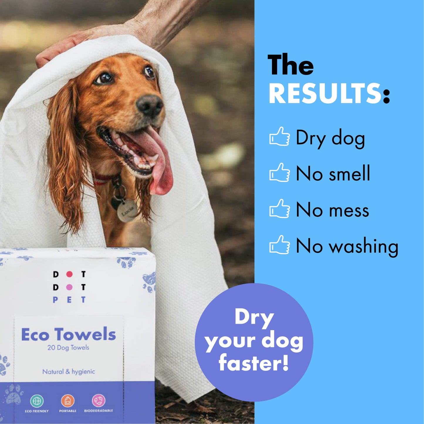 Mini Eco Dog Drying Towels – Disposable Paw & Face Towels