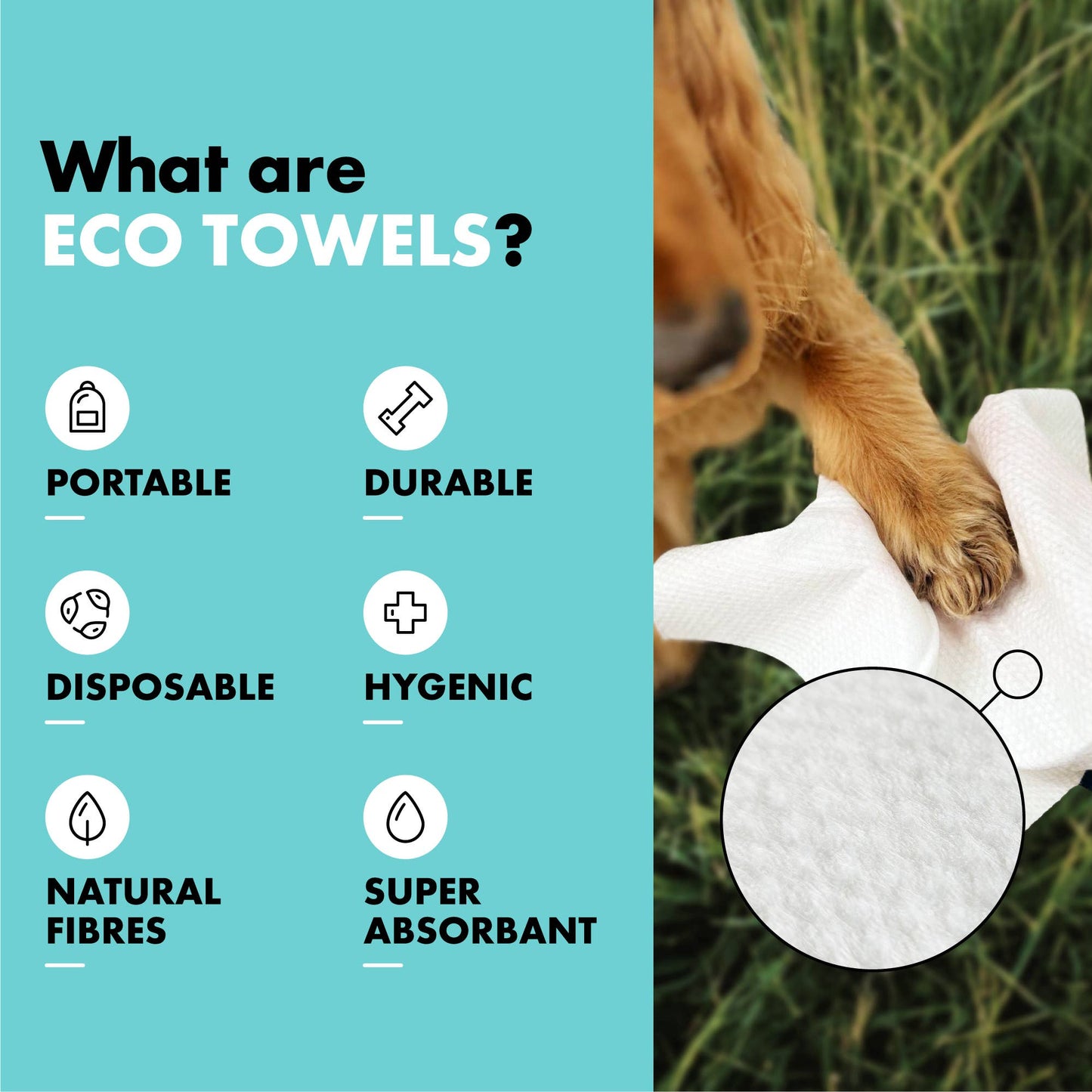 Mini Eco Dog Drying Towels – Disposable Paw & Face Towels
