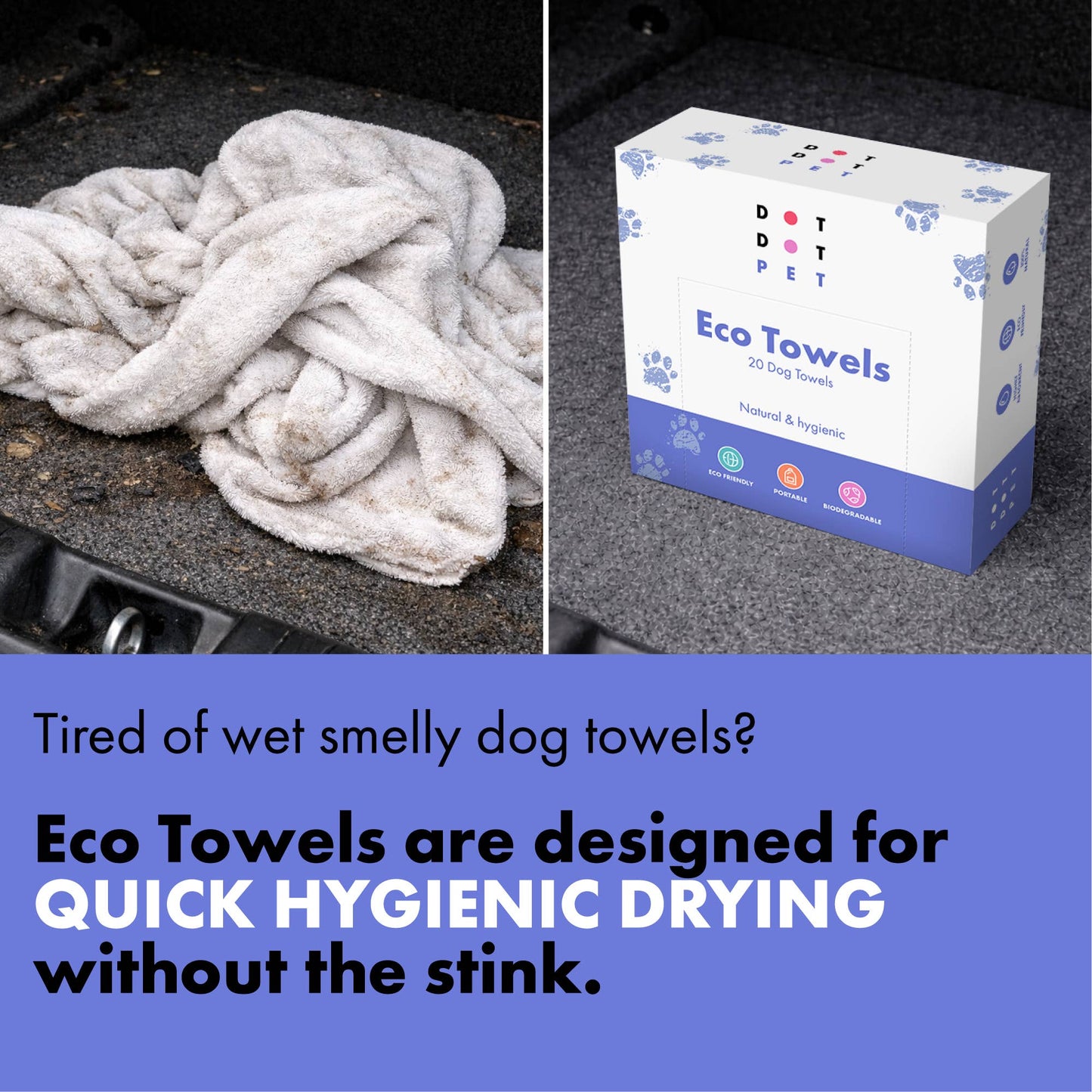 Mini Eco Dog Drying Towels – Disposable Paw & Face Towels